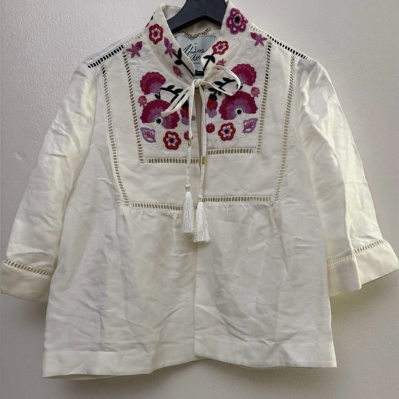 kate spade Jackets & Blazers - Kate Spade Blouse Pink & Red Floral‎ Embroidery Open Front Blazer Jacket Sz 10